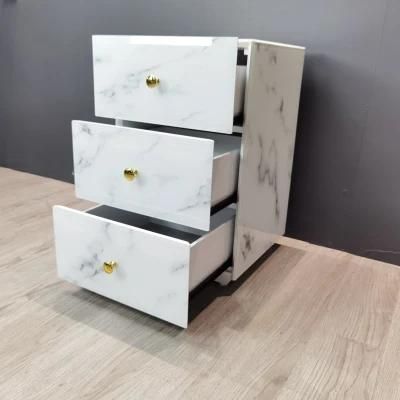 Customized 3 Drawer Modern Elegant White Bedside Table