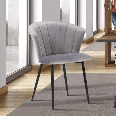 Banquet Restaurant Commercial Use Shell Backrest Grey Velvet Dining Chair