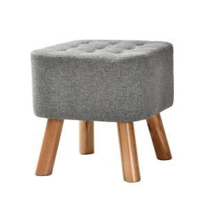 Modern Wooden Fabric Home Hotel Office Living Room Bedroom Furniture Square Stool Kids Ottoman Dining Chair