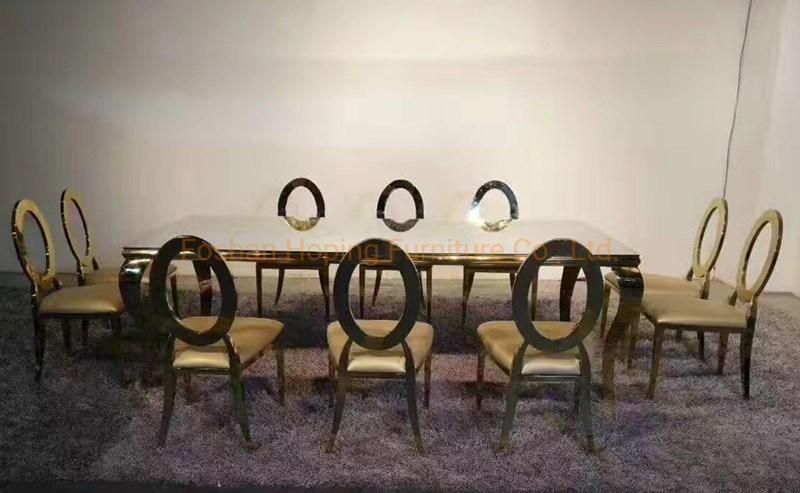 Modern Outdoor Metal Hotel Restaurant Wedding Banquet Dining Furniture Glass Table Chair