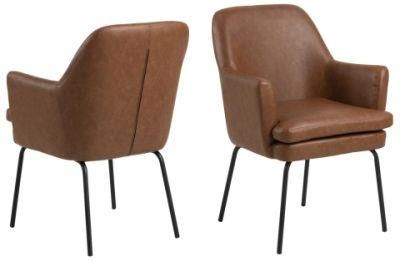 Modern Arm Fabric Velvet Dining Chairs with Metal Legs