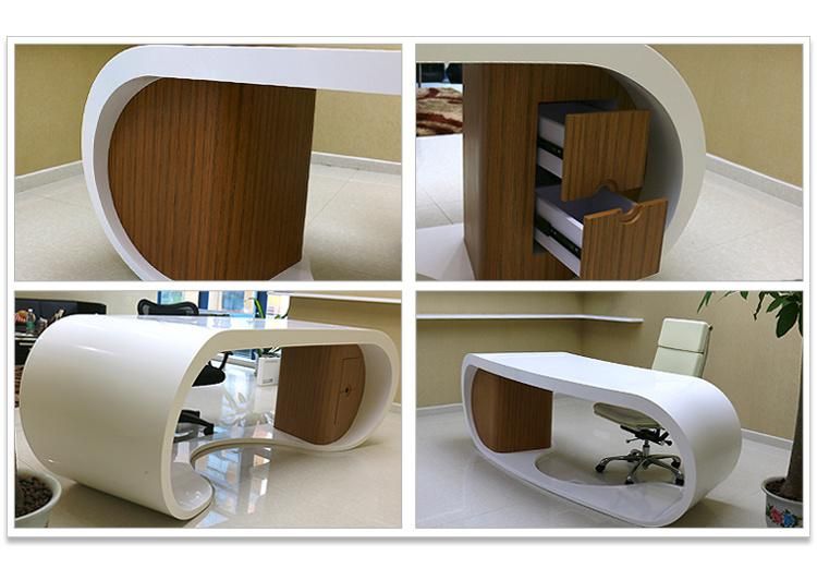 Corian Solid Surface White Luxury CEO Office Desk