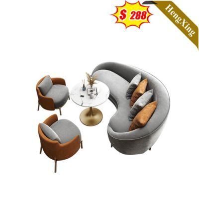 Modern Living Room Home Furniture Gray Color Sofas Set Office Velvet PU Leather Leisure Sofa