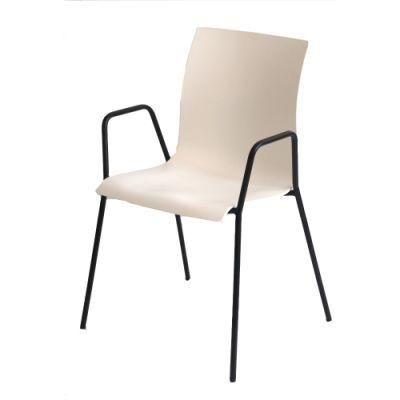 Modern Plastic PP Office Training Dining Chair with Metal Legs and Arms