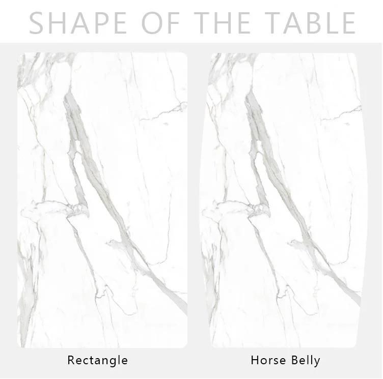 Titanium Legs Hotel Restaurant White marble Rock Beam Dining Table