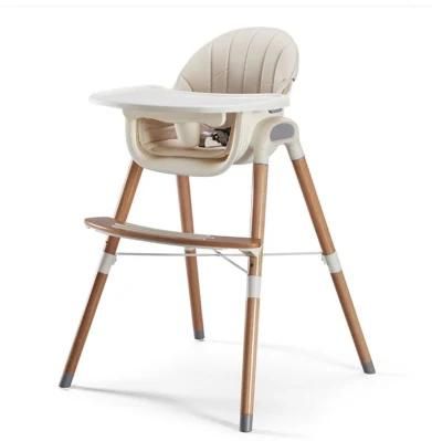 Three Position Adjustable Tray Baby Wood High Chair Baby Dining Chair