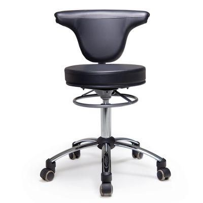 Dental Assistant Medical Stool Round Seat Chair with Adjustable Backrest