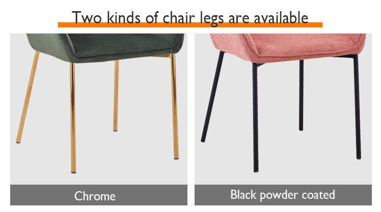 New Design Home Furniture Kitchen Arm Dressing Colorful Velvet Dining Chair with Gold Legs