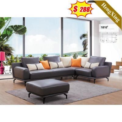 Gray Color Modern Home Furniture Living Room Sofas Set PU Leather Fabric Sofa with a Lounge Chair