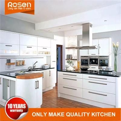 Minimalist Style High Glossy White Lacquer Kitchen Cabinet with Island