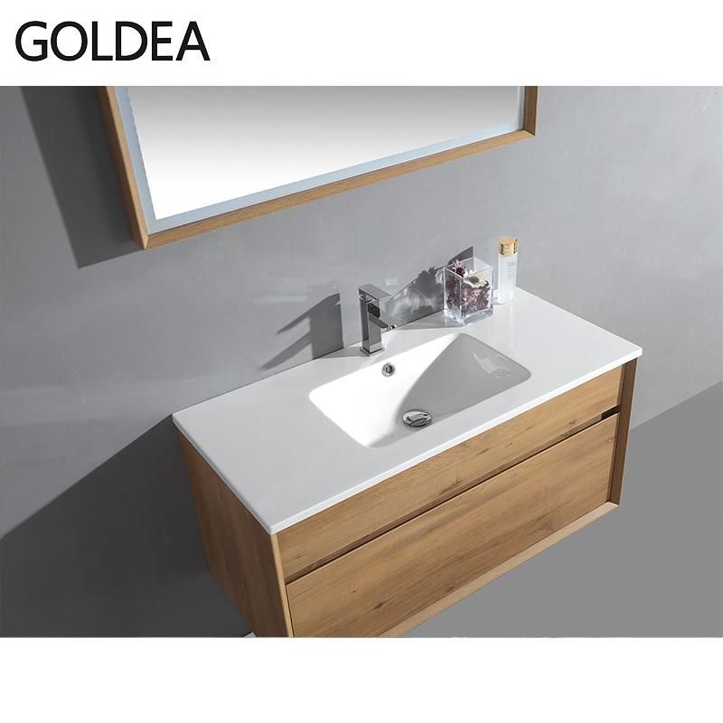 Manufacture Hangzhou Ceramics Goldea Wooden Furniture Vanity Basin Cabinets Bathroom Mirror Cabinet