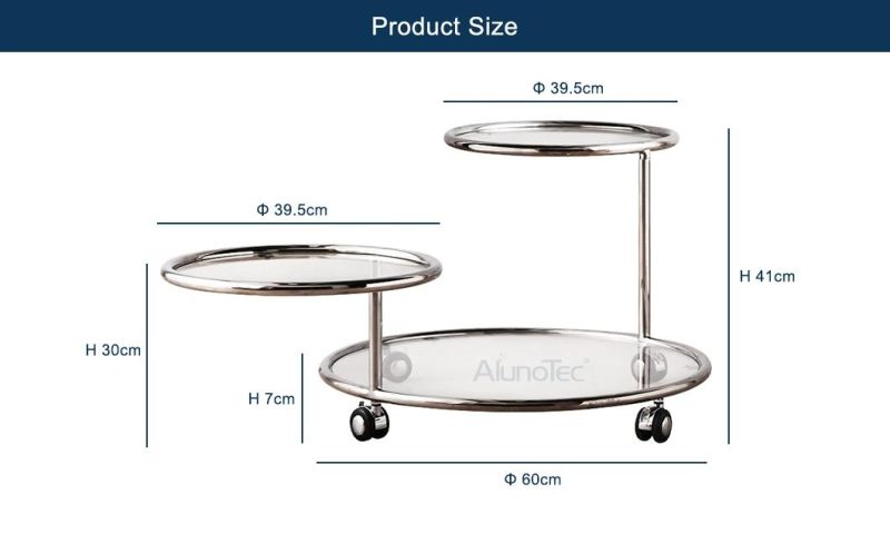 Best Price Tempered Glass Round Table Moving with Wheels