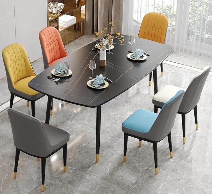 Modern Style Dining Table with Rock Plate Top