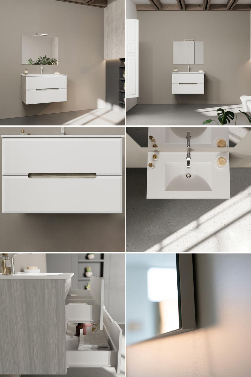 Sp-8445W-800 European Style Bathroom Furniture Wall Mounted Ceramic Wash Basin Vanity Bath Cabinet