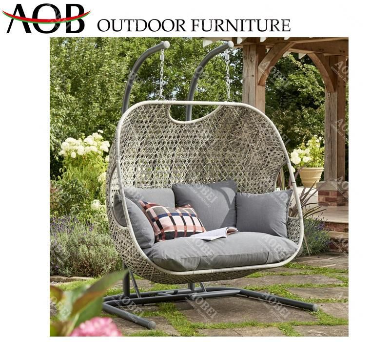 Modern Outdoor Customized Exterior Home Garden Hotel Resort Villa Rattan Furniture Double Hanging Swing Chair