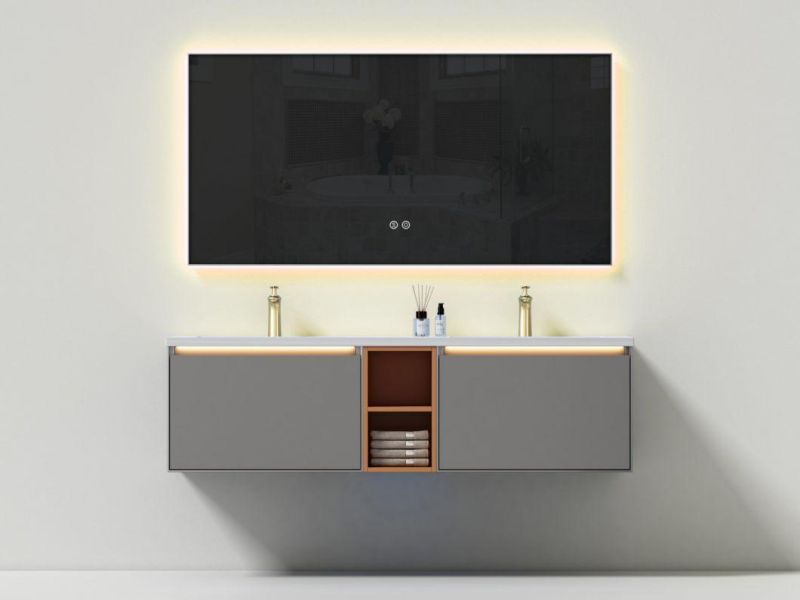 2022 Navy Blue Melamine Bath Vanity with LED Mirror and Shelf