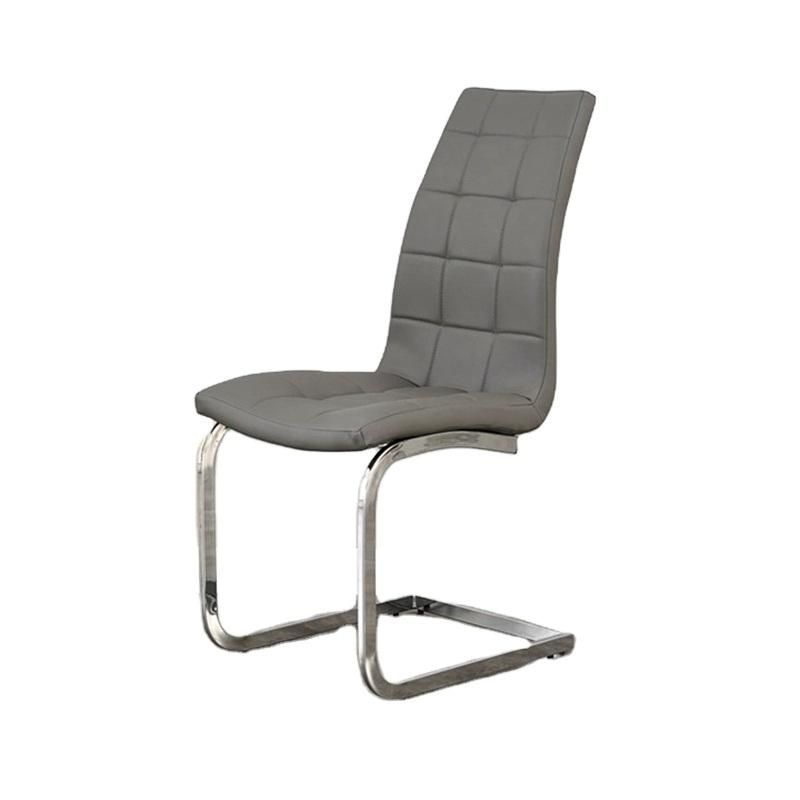 Simple Style PU Seat Chrome Legs Square Shape Back Soft Dining Chair