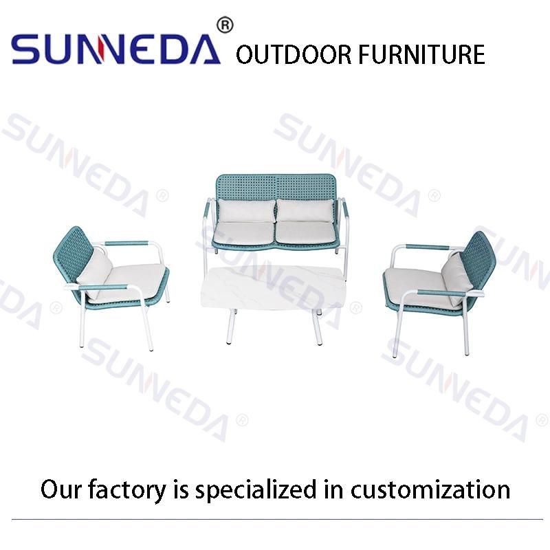 Beach Outdoor Woven Rattan Furniture Aluminum Leisure Outdoor Chair with Table Set