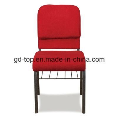 Red Fabric Steel Church Chair