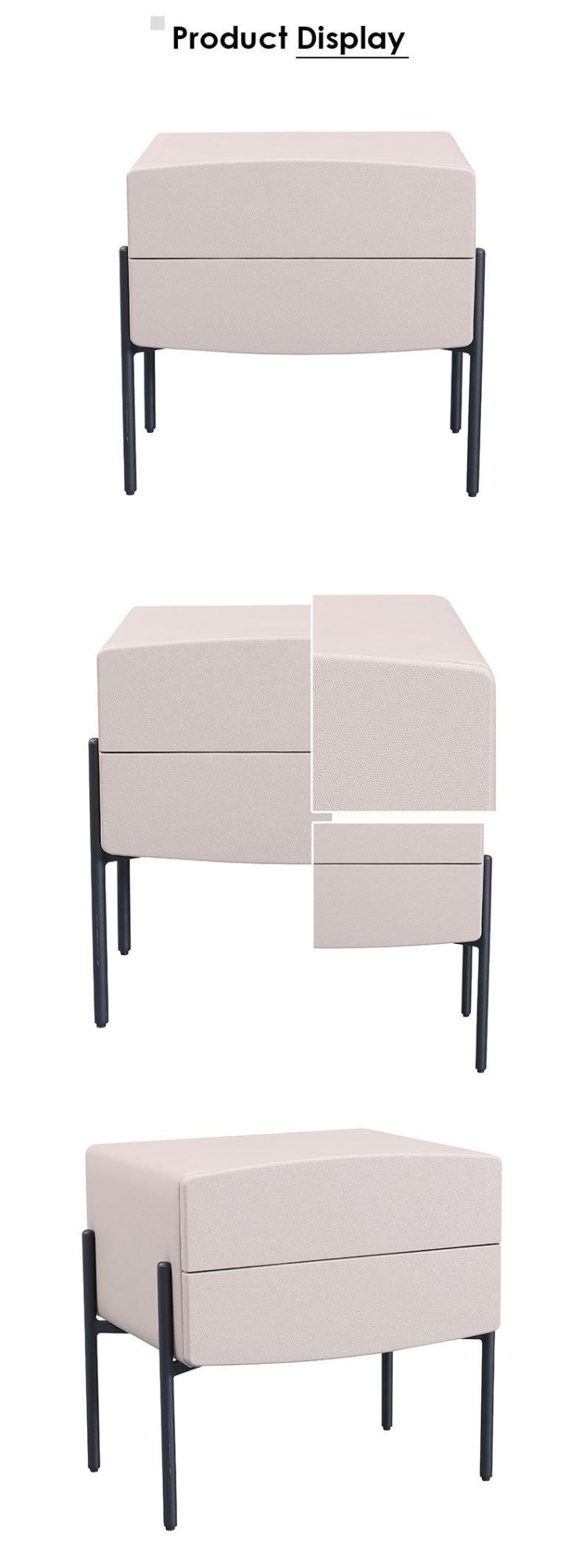 Modern Bedroom Furniture Minimalist Style Artificial Leather Nightstands