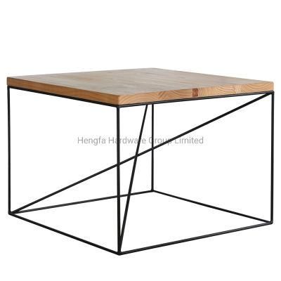 Nordic Home Furniture Square Wood Coffee Tea Table with Metal Frame