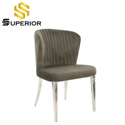 Interior Home Dining Room Furniture Stainless Steel Restaurant Velvet Chairs