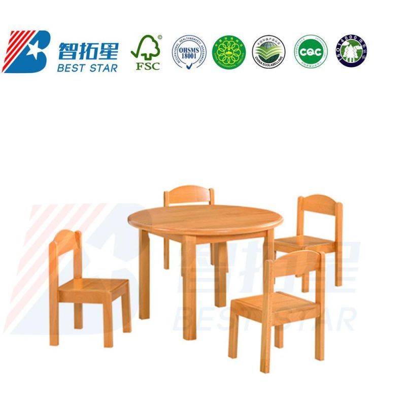 Kids Small Round Table, Baby Wooden Table. Nursery and Kindergarten Table, Children Furniture Table