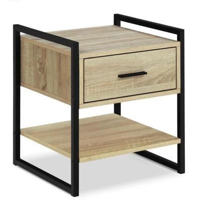 Modern Industrial Retro Style 1 Drawer Metal Nightstand Living Room Furniture