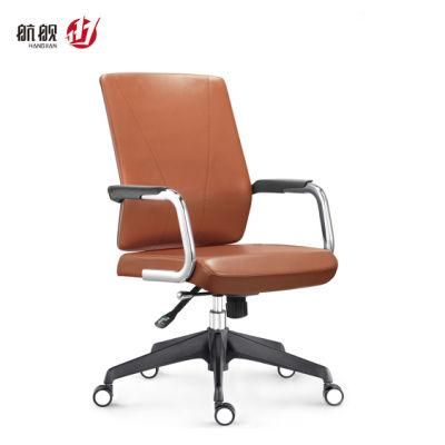Middle Back Swivel Leather Office Furniture with Armrest Chairs