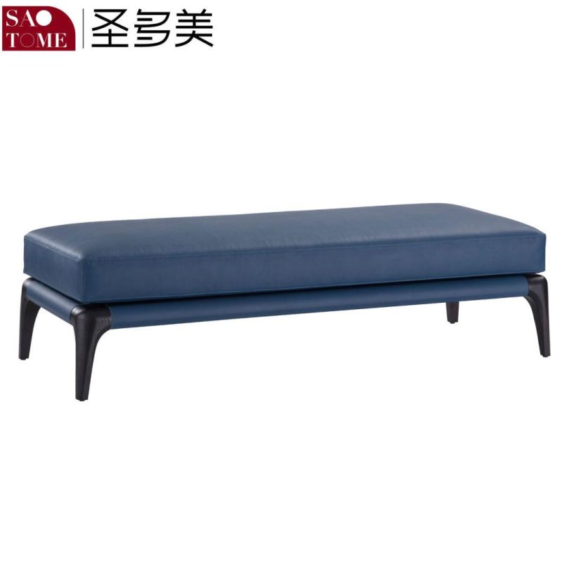 Modern Simple Senior Grey Leather Bed Bench