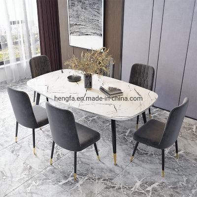 Hotel Restaurant Modern Furniture Frame Marble Dining Table