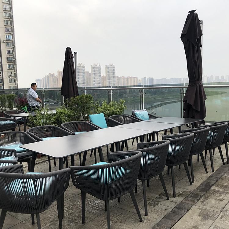 Modern Coffee Shop Braided Rope Dining Patio Furniture Outdoor Garden Chairs for Coffee Shop