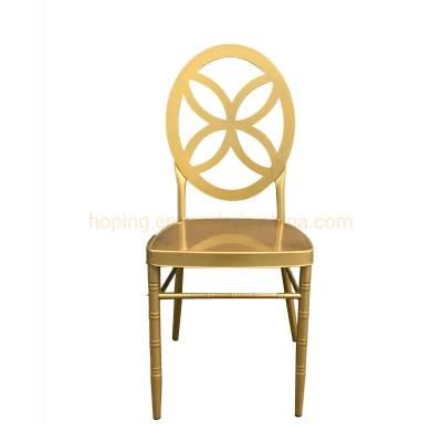 Stackable Chair Modern Back Flower Dining Restaurant Chair Wedding Furniture Middle East Tiffany Banquet Chair with Metal Cross Back