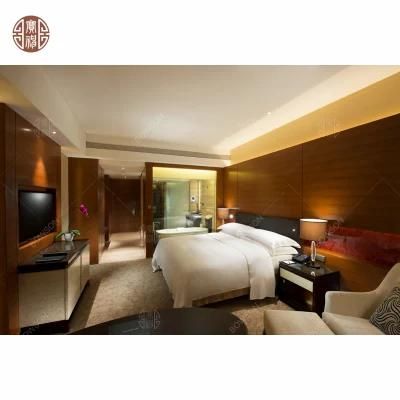Solid Wooden Custom Made Bed Hotel Bedroom Furniture for 5 Star