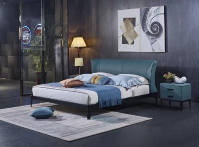 New Fashion Bedroom Furniture Style Modern King Size Beds Set Upholstered Metal Frame Platform Double Bed
