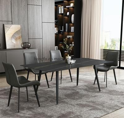 Dining Room Furniture Modern Metal Frame Black Marble Dining Table