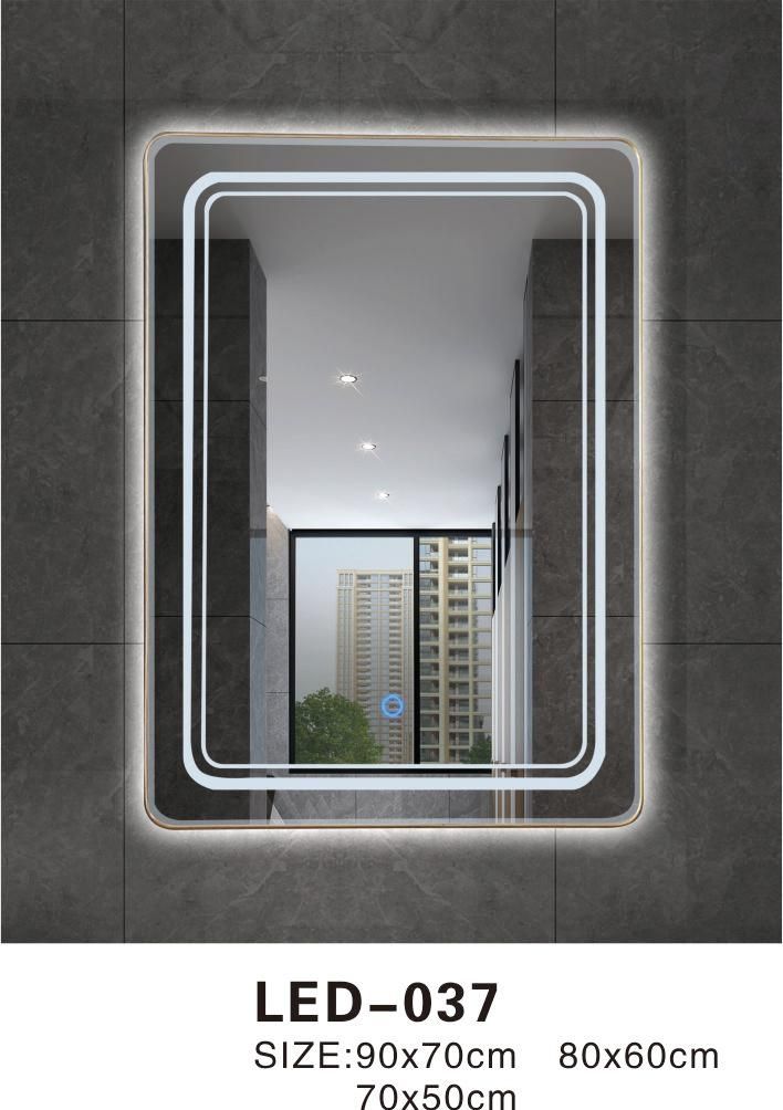 Modern Apartment Bathroom Lighted LED Mirrors Touch Screen