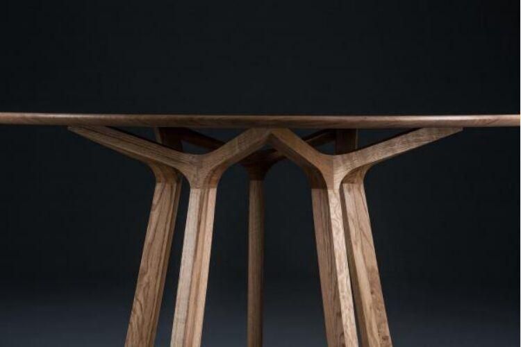 Tenon Structure Solid Wood Round Shape Dining Table 1.2m/1.3m Diameter