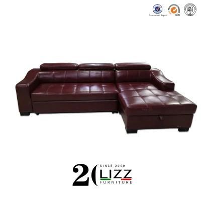 Modern Italian Leather Sofa Bed with Storage