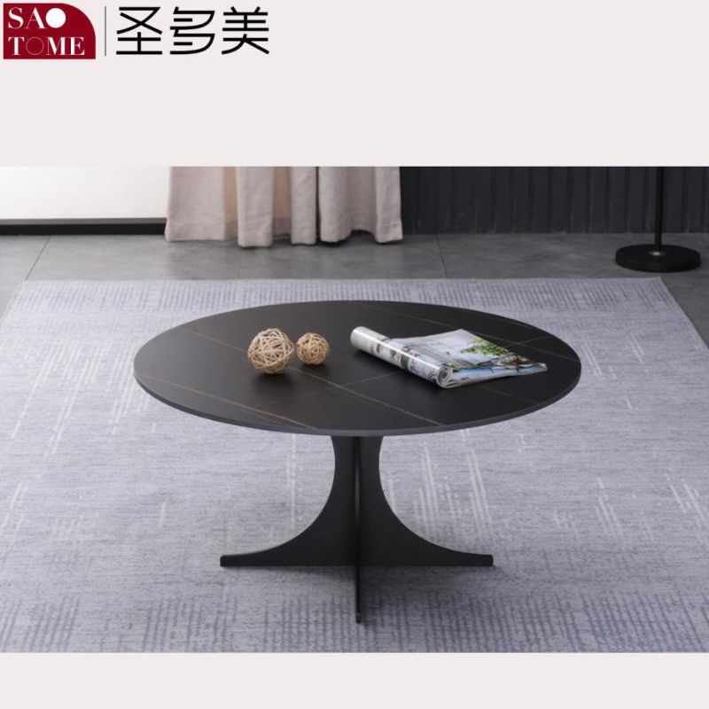 Modern Living Room Furniture Slate/Stainless Steel Round Coffee Table