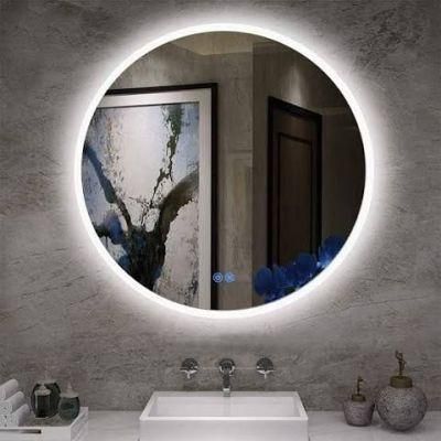 Luxury Mirror Hotel Furniture Round Decorative Mirror Illuminated Backlit Vanity LED Bathroom Mirror with Defoger &amp; Magnifier