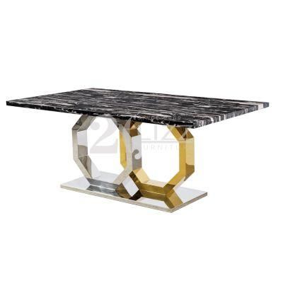 Restaurant Home Furniture Rectangle Marble Dining Tables Match 6 Seater with Wholesale Price