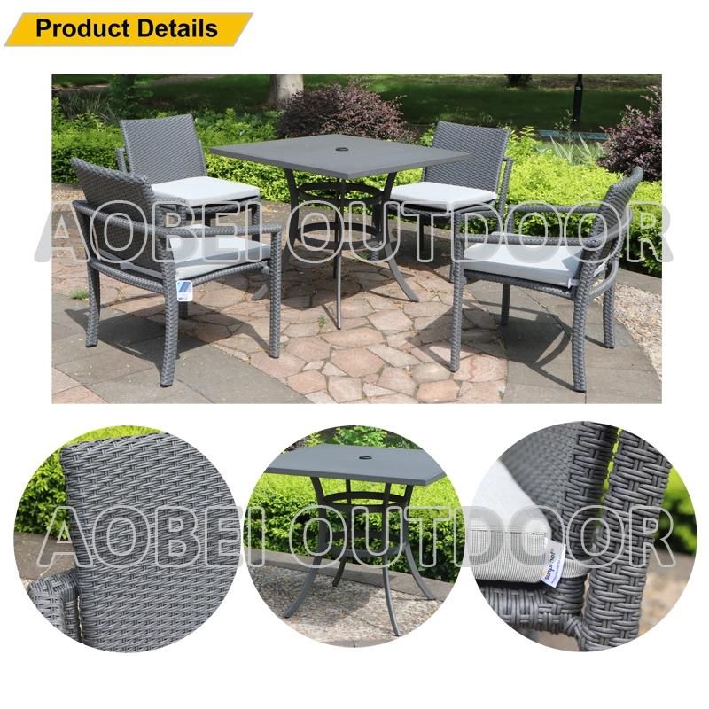 Modern Outdoor Garden Home Hotel Apartment Villa Restaurant Rattan Wicker Dining Furniture Chair Table with Umbrella Hole