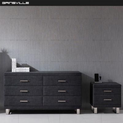 Modern Upholstered Bedroom Furniture Casegoods Sets Night Table Factory Wholesale Bedside Cabinet Nightstand with Glass Topside