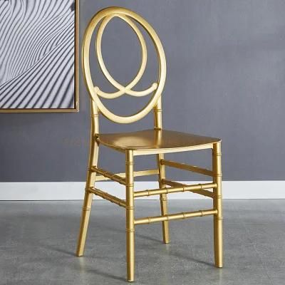 Comfortable Table Chair for Wedding Event Banquet Stackable Hotel Gold Metal Phoenix Dining Chair