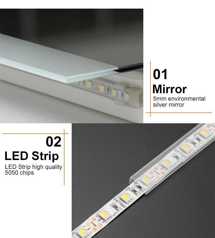 Modern Apartment Bathroom Lighted LED Mirrors Touch Screen