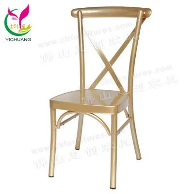 Yc-A68-10 Hot Selling 2019 Stackable Cross Back Gold Wedding Chair