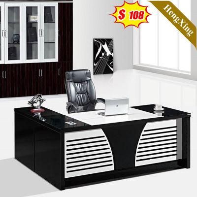 Modern Wooden Design Office Melamine Furniture Bookshelf Cabients Beside Manager Boss CEO Executive Desk Tables