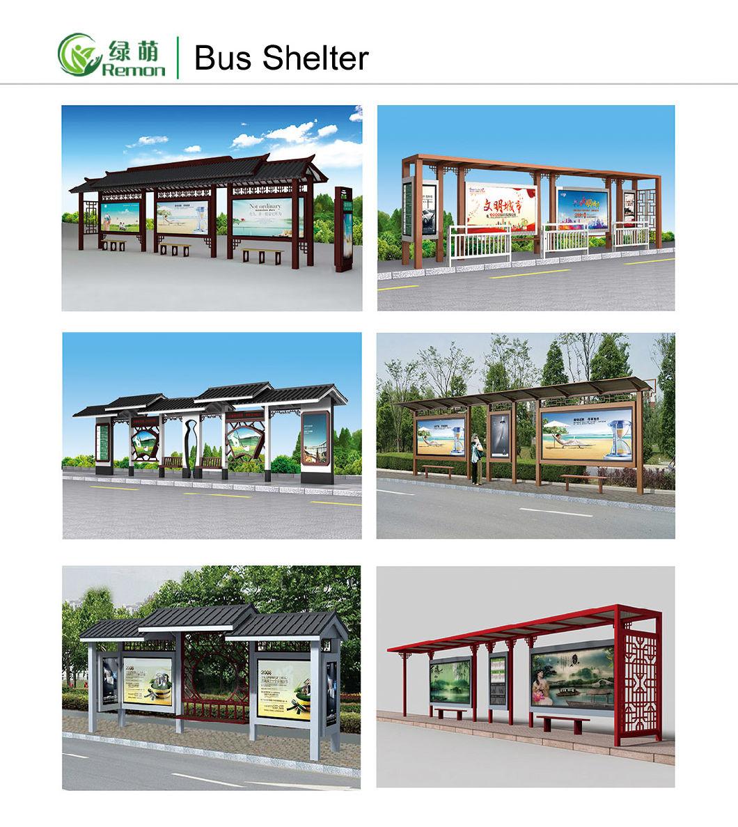 Bus Shelter Manufacturer Design Customized Modern Stainless Steel, Tempered Glass Waiting Pavilion for Bus Shelter