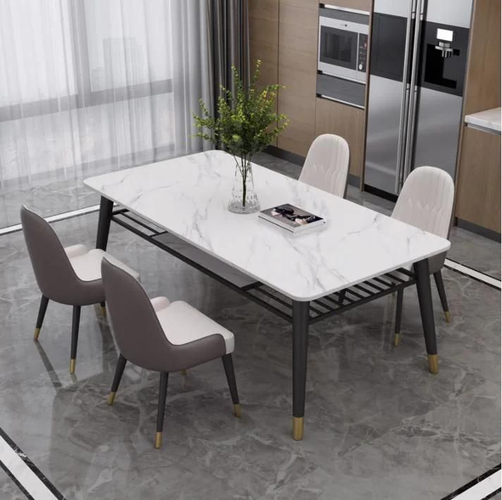 Light Luxury Rock Slab Marble Dining Table and Chair Combination Nordic Minimalist Post-Modern Home Dining Table